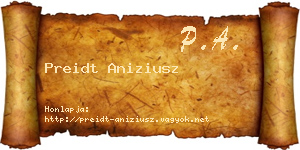 Preidt Aniziusz névjegykártya